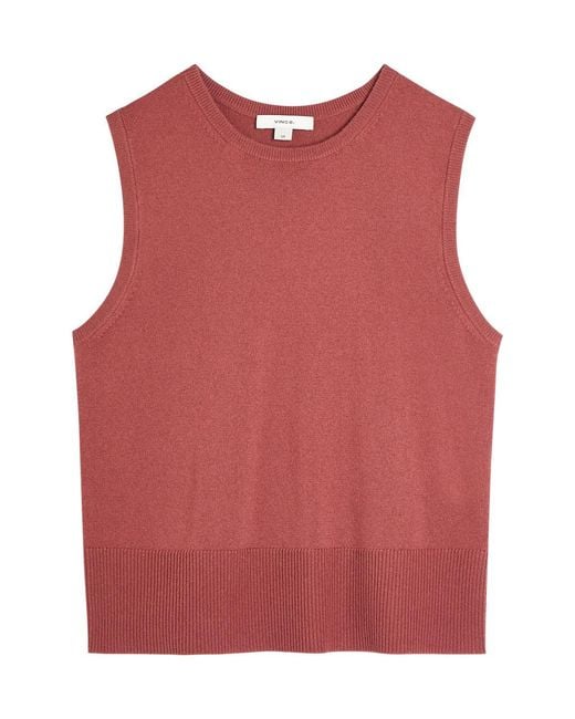Vince Red Wool And Cashmere-Blend Vest