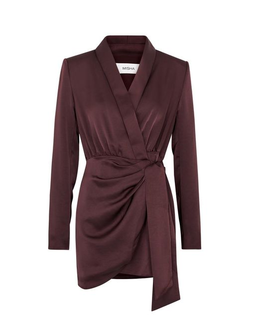 Misha Purple Azera Satin Mini Blazer Dress