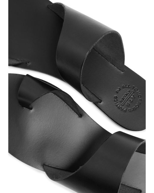 Atp Atelier Black Centola Leather Thong Sandals