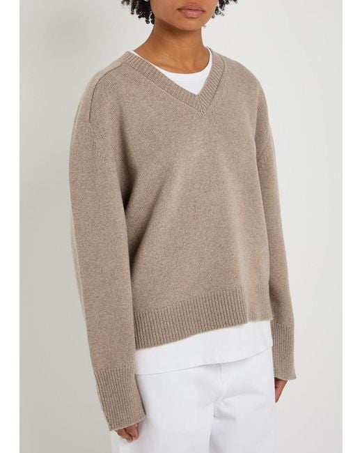 Rohe Brown V-Neck Wool And Cashmere-Blend Jumper