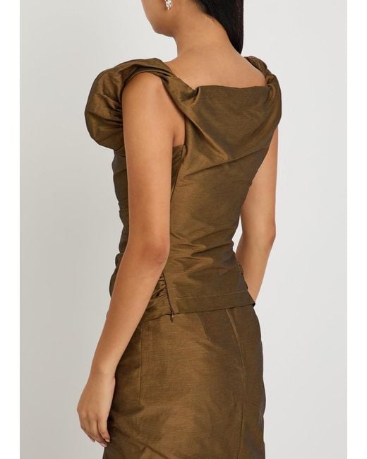 Vivienne Westwood Brown Ginnie Draped Cotton-Blend Top
