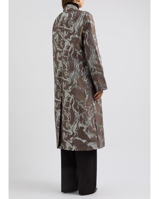 Stine Goya Gray Metallic-Jacquard Twill Coat