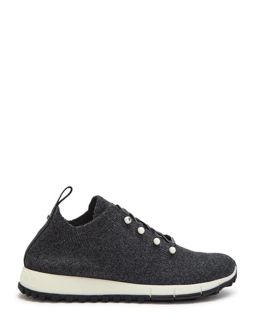 Jimmy Choo Blue Veles Cashmere-Knit Sneakers