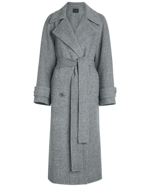 Joseph Gray Navarre Herringbone Wool Coat