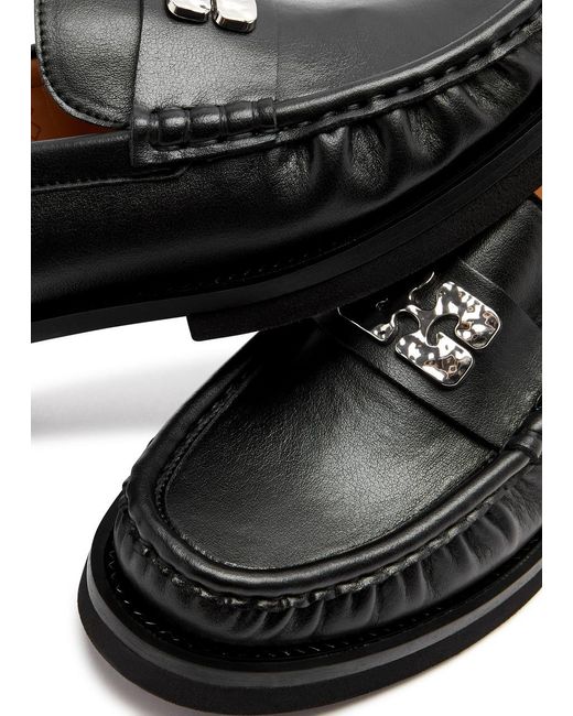 Ganni Black Butterfly 40 Leather Loafers