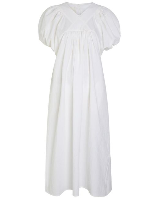 Les Vacances d'Irina White Mo Crinkled Cotton Maxi Dress