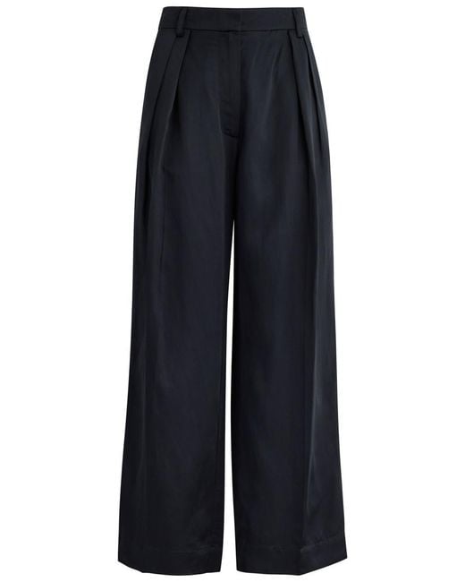 Day Birger et Mikkelsen Blue Enzo Tapered-Leg Satin Trousers