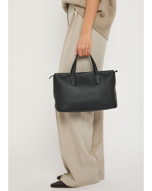 The Row Black Marcel Grained Leather Tote