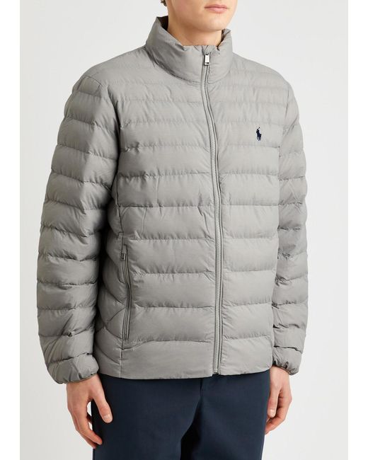 Polo Ralph Lauren Gray Logo Quilted Shell Jacket for men