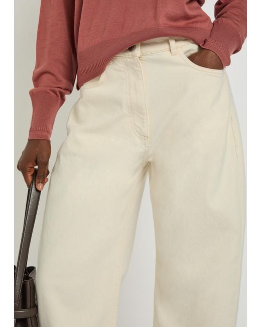 Another Tomorrow Natural Curved Barrel-Leg Jeans