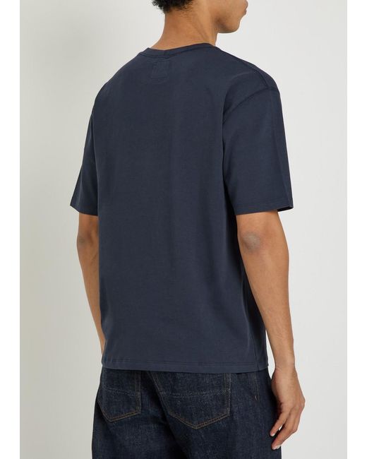 Drake's Blue Hiking Cotton T-Shirt for men