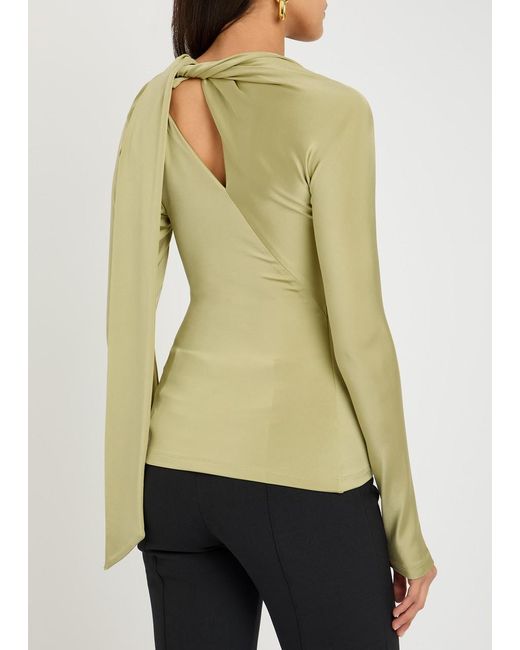 Victoria Beckham Yellow Gathered Stretch-Jersey Top