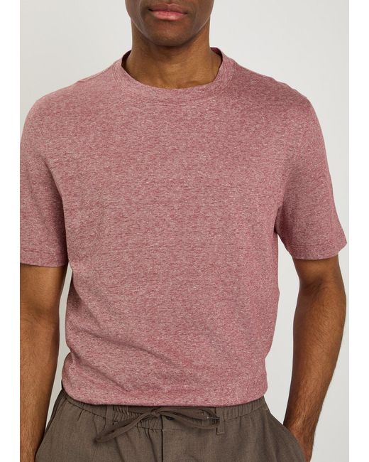 Brunello Cucinelli Pink Linen And Cotton-Blend T-Shirt for men