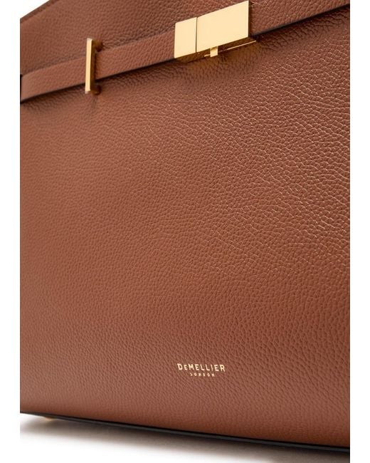 DeMellier London Brown The Hudson Midi Grained Leather Top Handle Bag