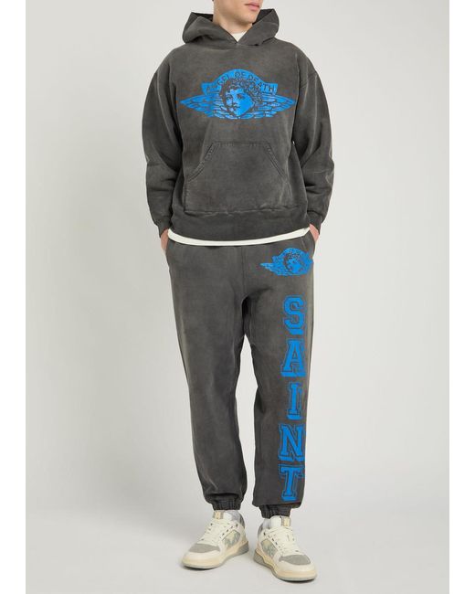 SAINT Mxxxxxx Blue Angel Of Death Printed Cotton Sweatpants for men