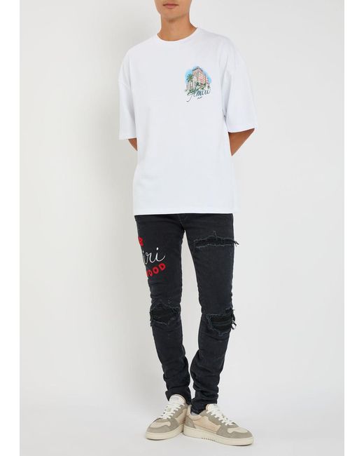 Amiri Blue Club Mx1 Appliquéd Skinny Jeans for men
