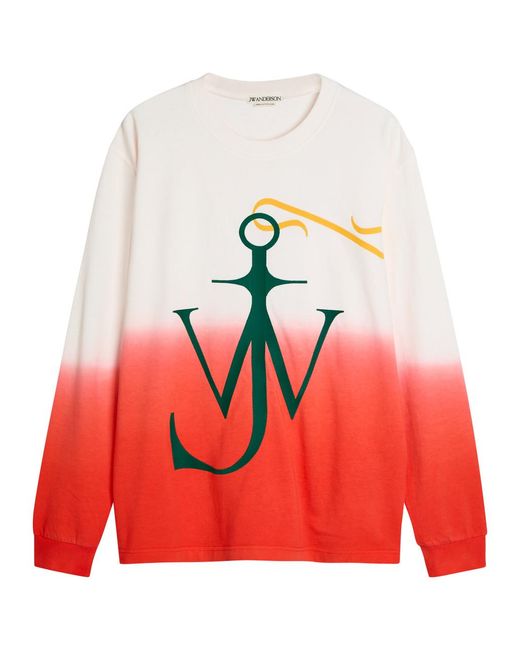 J.W. Anderson Dip Dye Anchor Embroidered Cotton T-Shirt for men