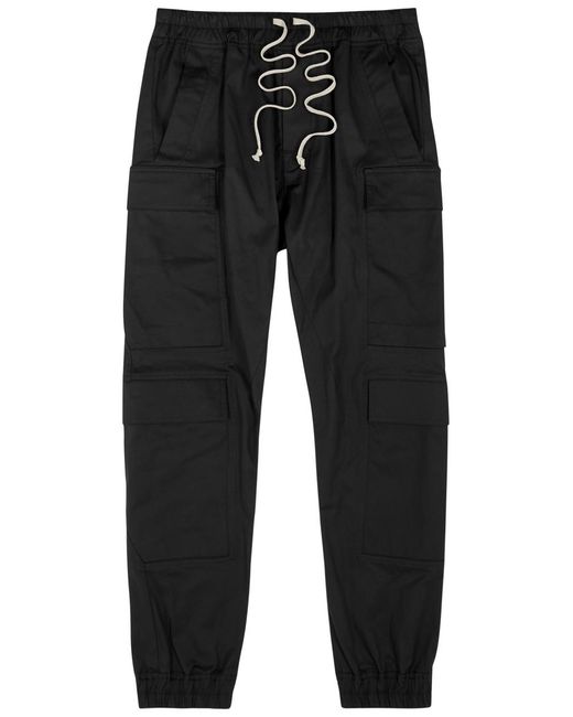 Rick Owens Black Mastodon Stretch-cotton Cargo Trousers for men