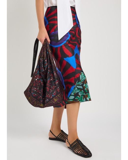 Dries Van Noten Purple Scarf Large Leather And Satin Tote