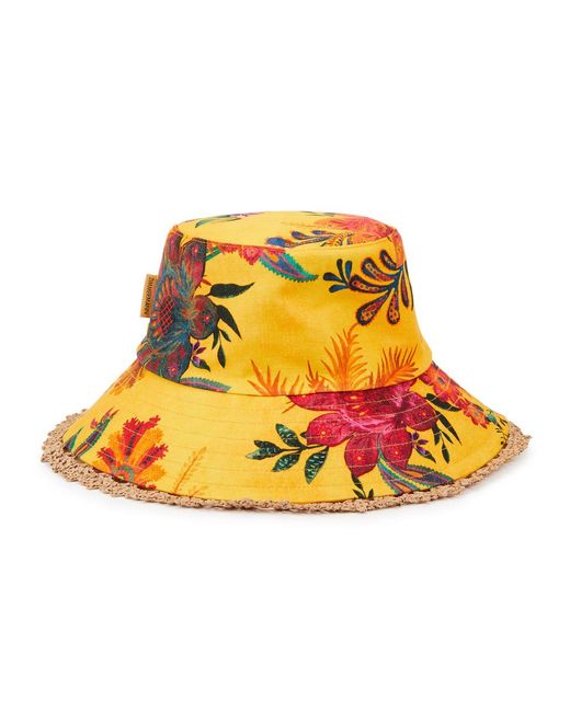 Zimmermann Yellow Printed Linen Bucket Hat