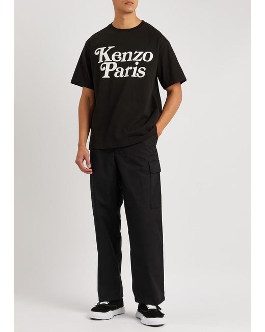 KENZO Blue Workwear Cotton Cargo Trousers for men