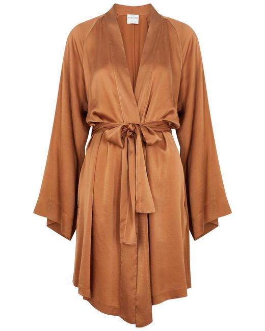 Forte Forte Brown Forte_forte Belted Stretch-silk Satin Kimono Jacket