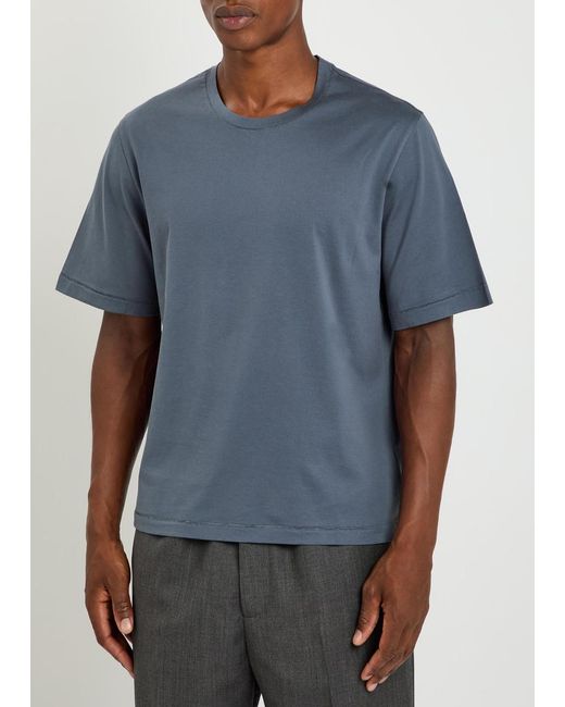 Officine Generale Blue Bara Cotton T-Shirt for men