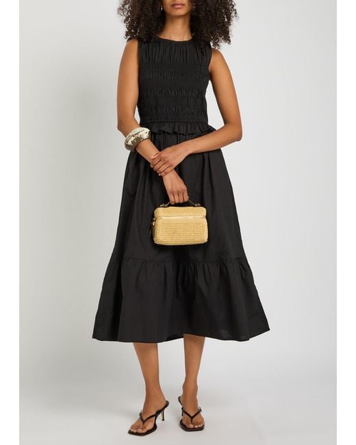 Rails Black Rialto Smocked Cotton Midi Dress