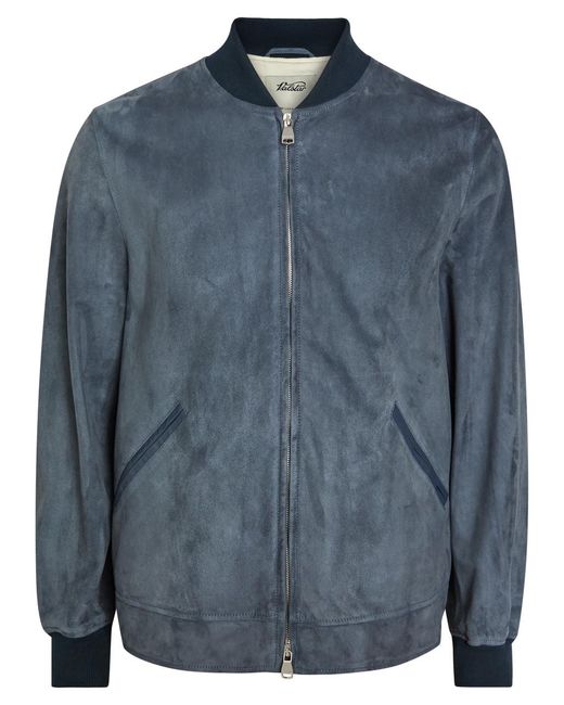 Valstar Blue Evans Suede Bomber Jacket for men