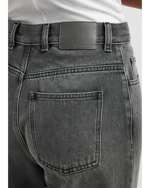 Moncler Gray Faded Cropped Straight-Leg Jeans