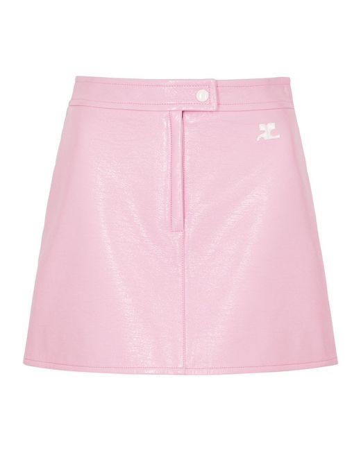Courreges Pink Logo Vinyl Mini Skirt