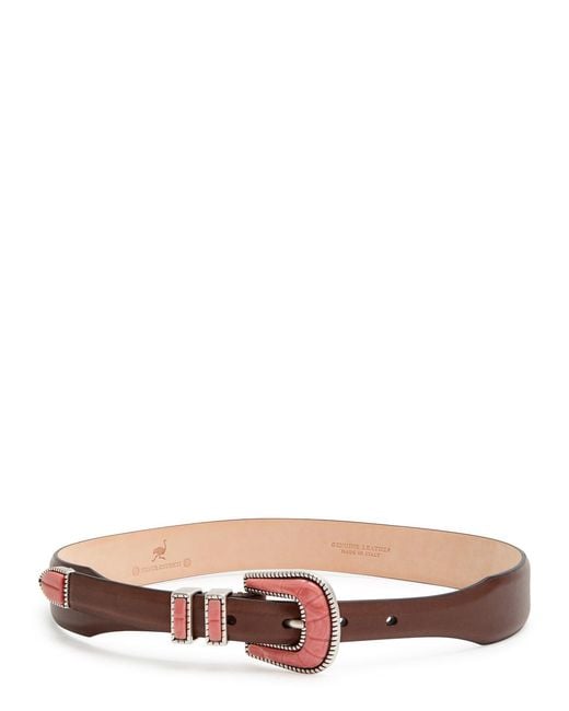 Silver Ostrich Multicolor Crazy Leather Belt