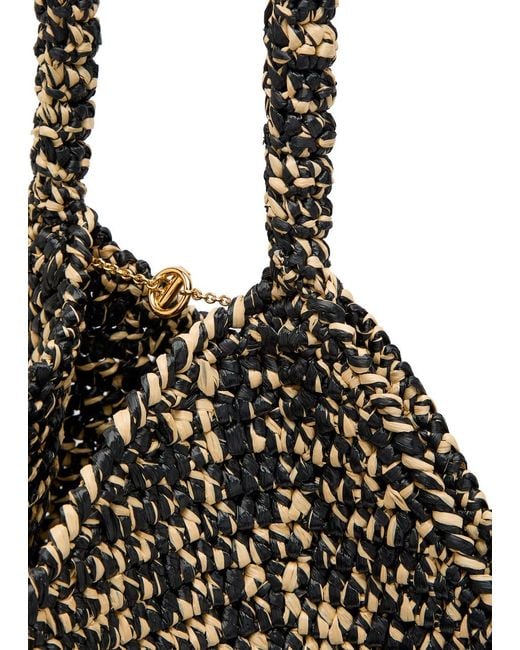 Khaite Black Lotus Medium Raffia Tote Bag