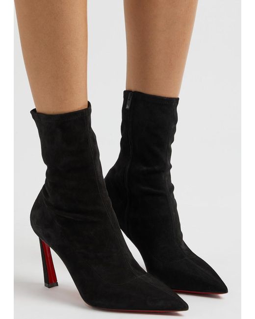 Christian Louboutin Black Condora 85 Suede Ankle Boots