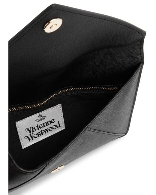 Vivienne Westwood Black Envelope Leather Clutch