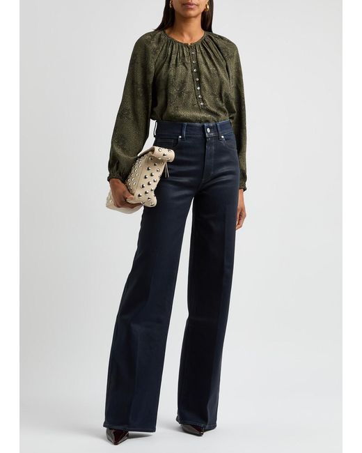 PAIGE Blue Sasha Coated Wide-Leg Jeans