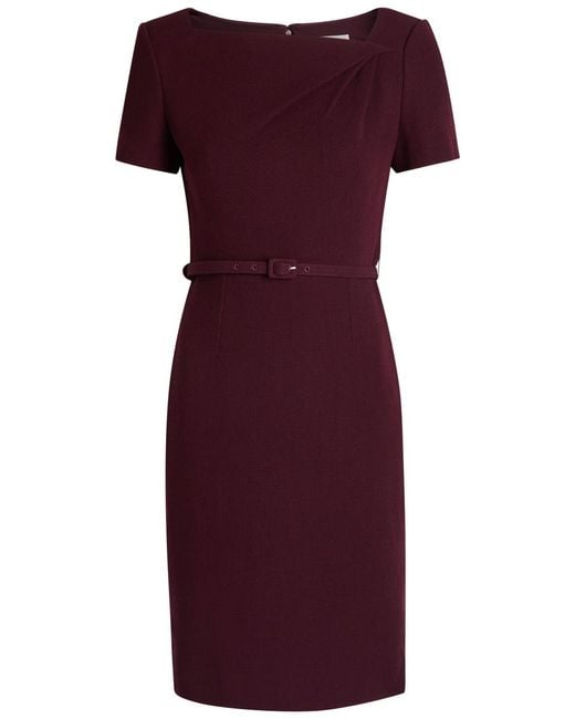Roland Mouret Purple Belted Wool-Crepe Dress