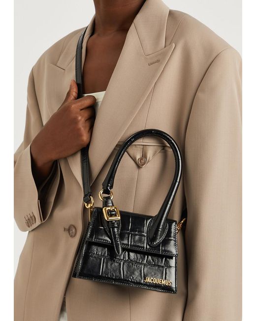 Jacquemus Black Le Chiquito Moyen Boucle Leather Top Handle Bag