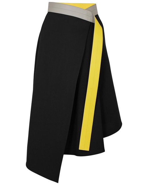 Loewe Black Wool Wrap Skirt