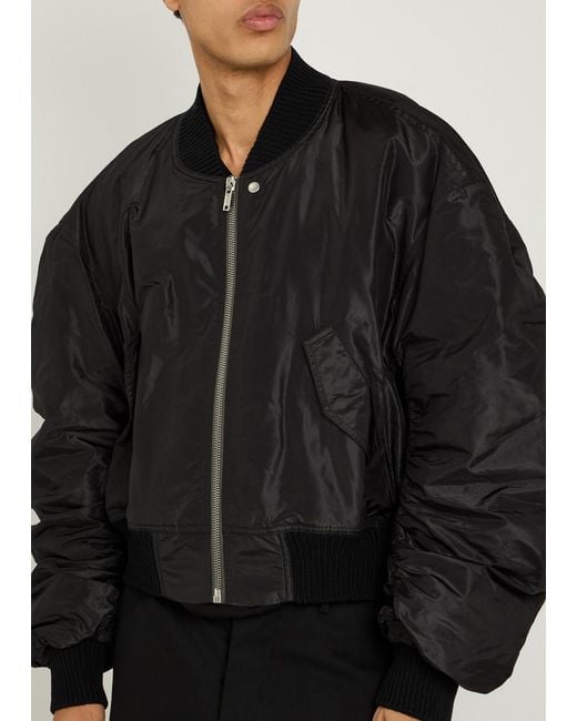 Rick Owens Black Secchia Silk Bomber Jacket for men