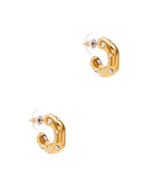 Kenneth Jay Lane White Free Form Crystal-embellished Hoop Earrings