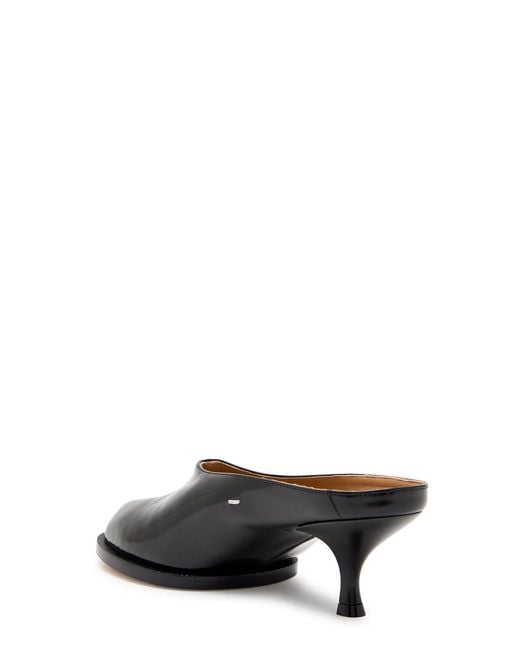 Maison Margiela Black Tabi City 55 Glossed Leather Mules