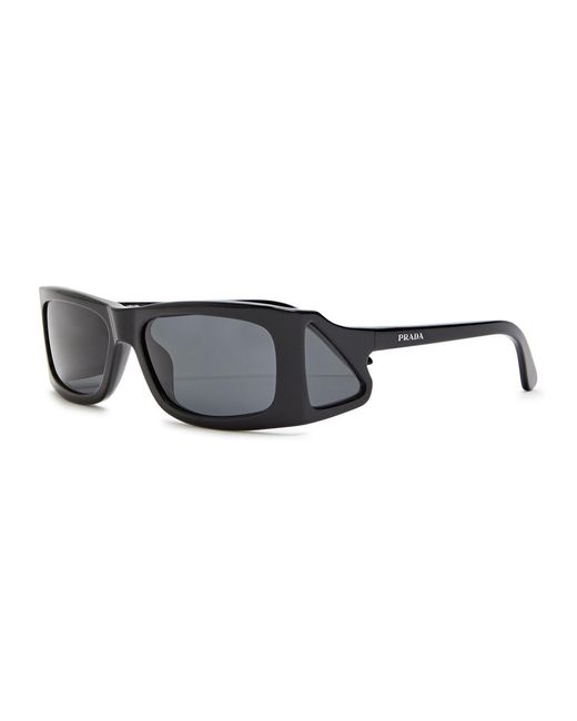 Prada Black Runway Rectangle-Frame Sunglasses
