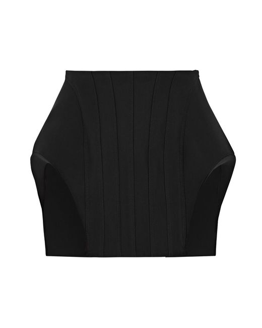 Mugler Black Cut-out Twill Mini Skirt
