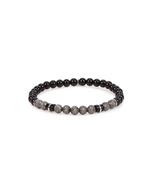 Tateossian Black Argento Graffiato Beaded Bracelet for men