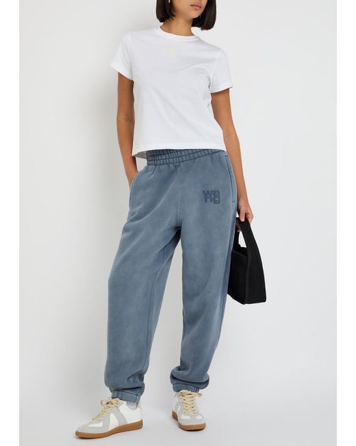 T By Alexander Wang Blue Logo-Embossed Cotton-Blend Sweatpants
