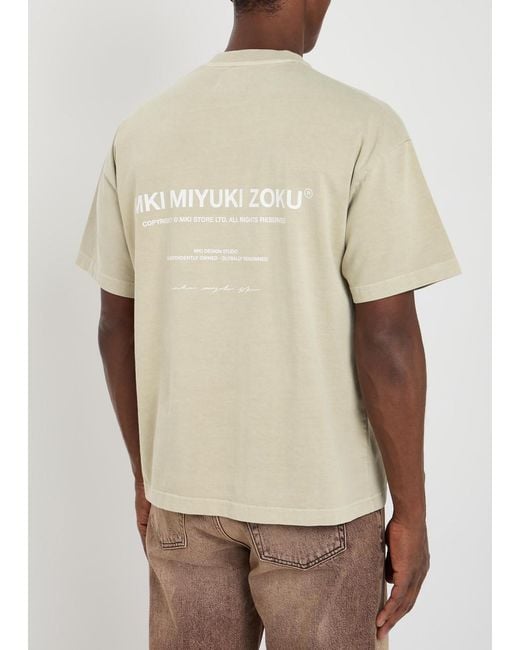 MKI Miyuki-Zoku White Design Studio Logo-Print Cotton T-Shirt for men