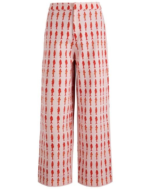 Never Fully Dressed Red Marina Marra Printed Cotton Trousers