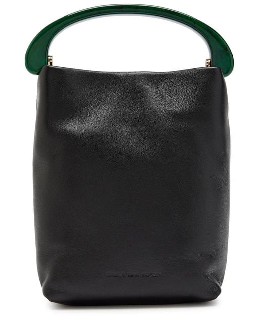 Dries Van Noten Black Crisp Leather Top Handle Bag