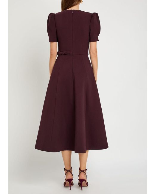 Rebecca Vallance Purple Syrah Panelled Crepe Midi Dress